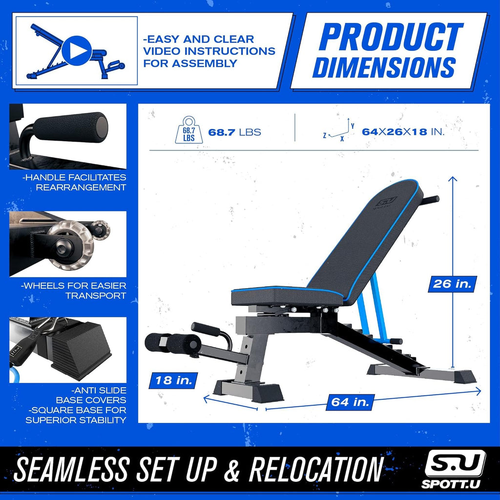 Adjustable Weight Bench Press Foldable Incline Decline Gym Bench Y88177