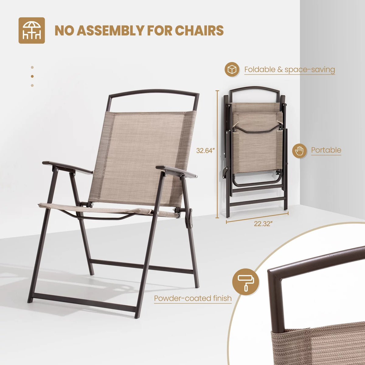 6 PCS Beige Patio Dining Set with Umbrella K438794
