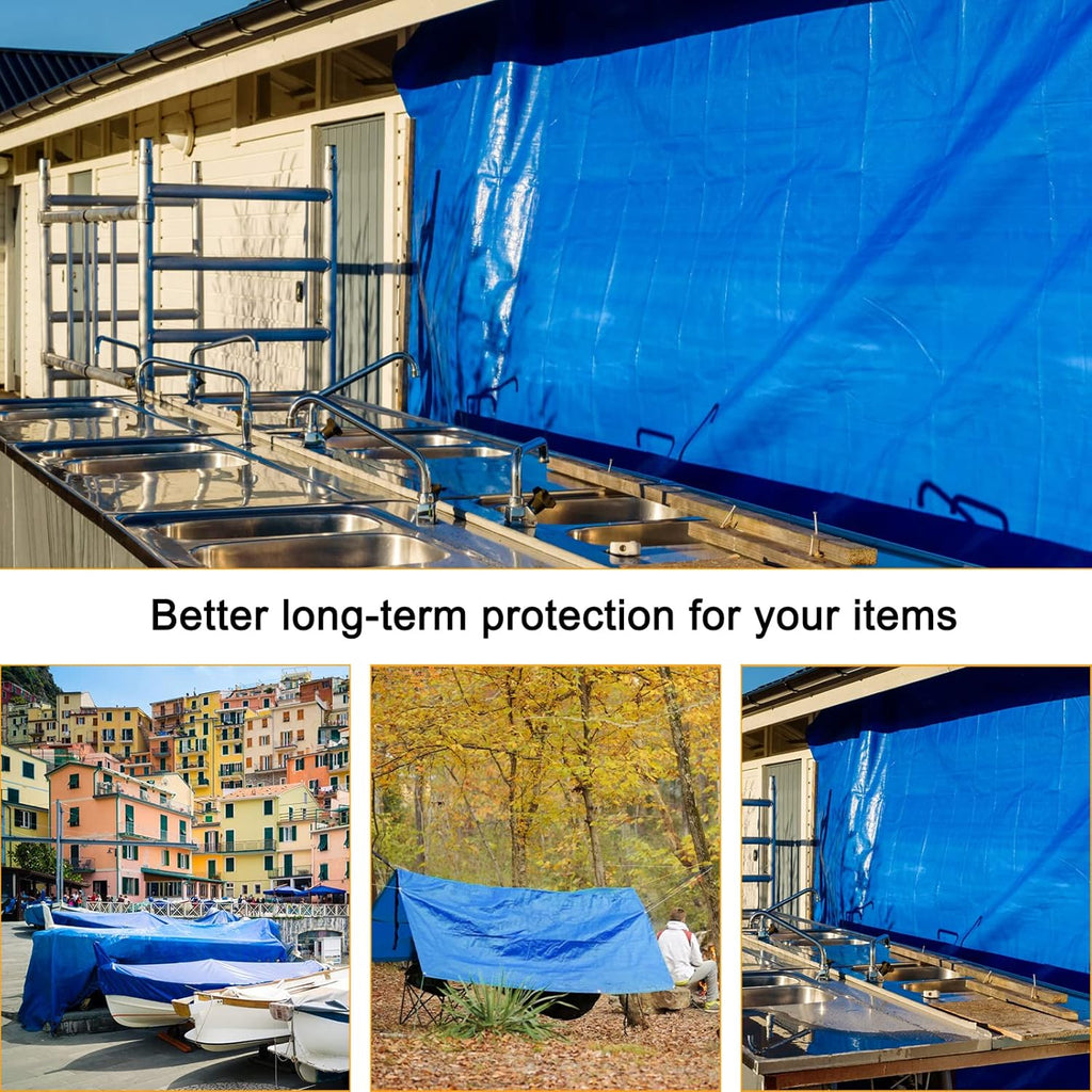 16 Mil Blue Poly Tarpaulin with Metal Grommets F957