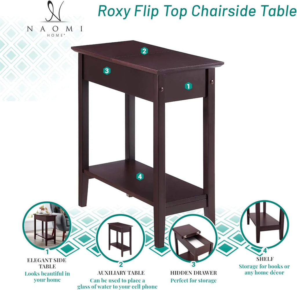 Cream Narrow End Table with Storage Shelf Z7996