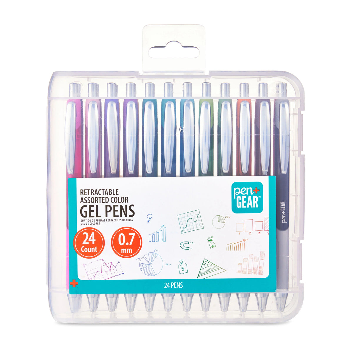 Retractable Gel Pens, Assorted Colors, 24 Count Q584