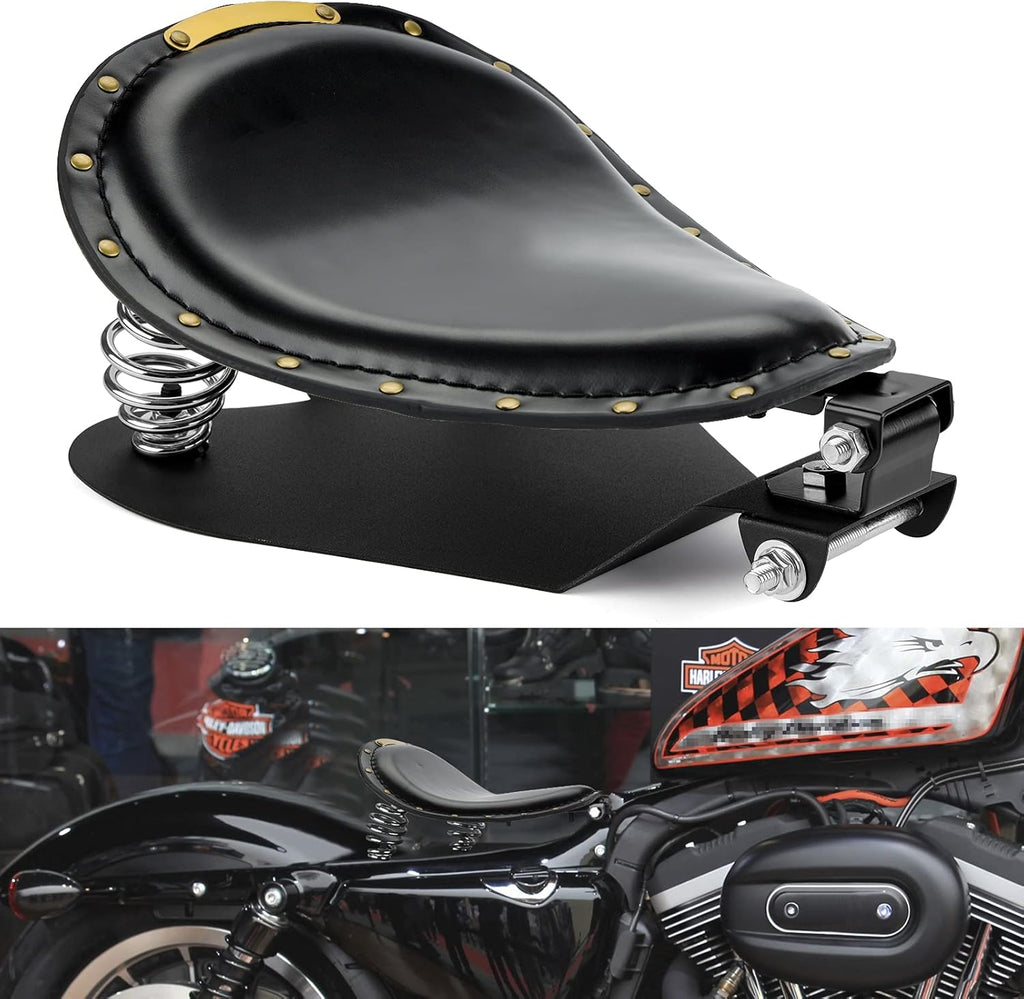 Leather Motorcycle Solo Seat Springs Mounting Bracket Kit Black with Seat Base J36974