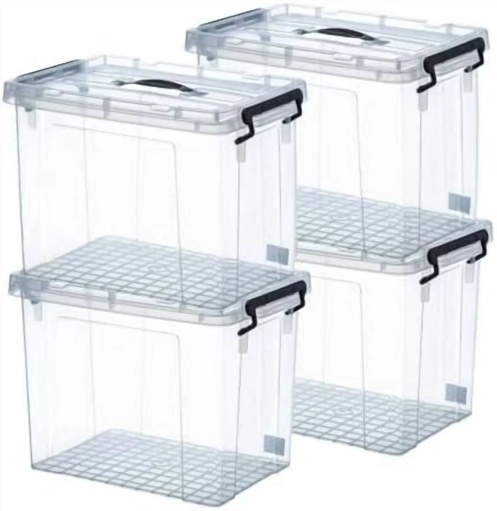 100 Quart 4-Pack Clear Plastic Storage Bins with Lids V53370