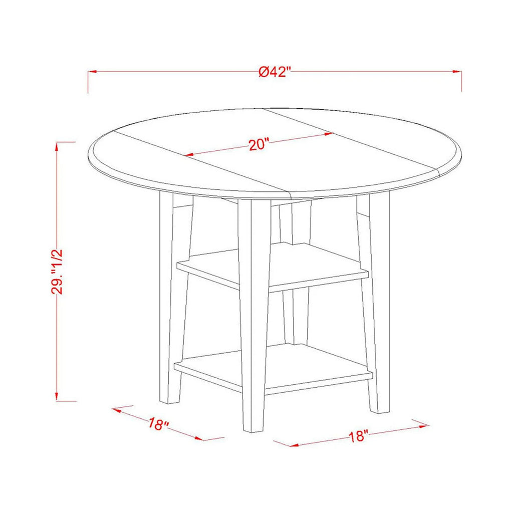 5-Piece Round Dining Table Set with 4 Chairs and Shelves N6768
