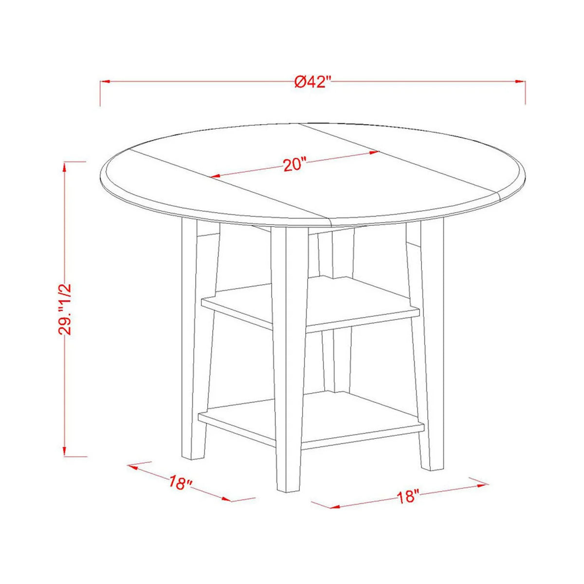 5-Piece Round Dining Table Set with 4 Chairs and Shelves N6768