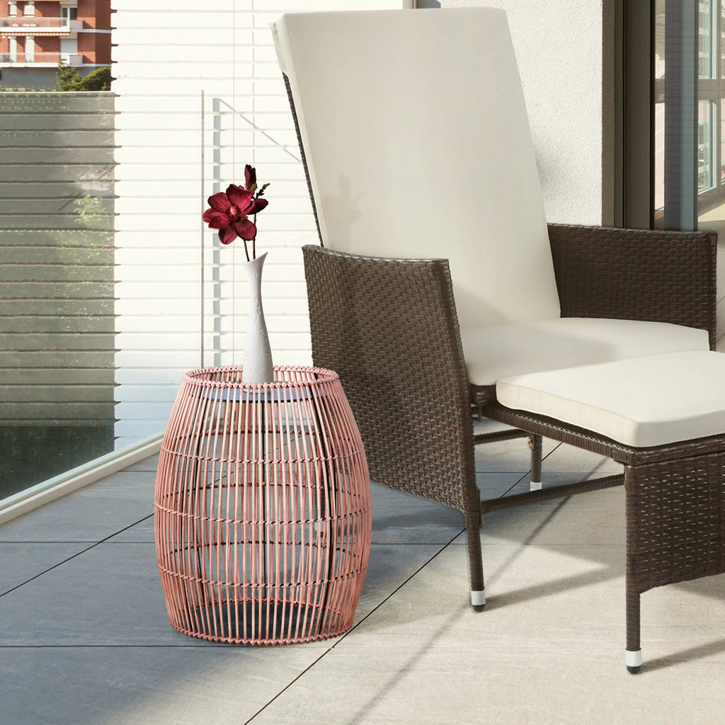 Patio Bamboo Side Table with Iron Tabletop Z48777