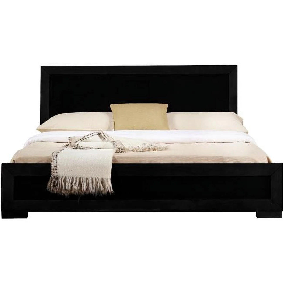 Wood Platform Bed Black Queen Size N683