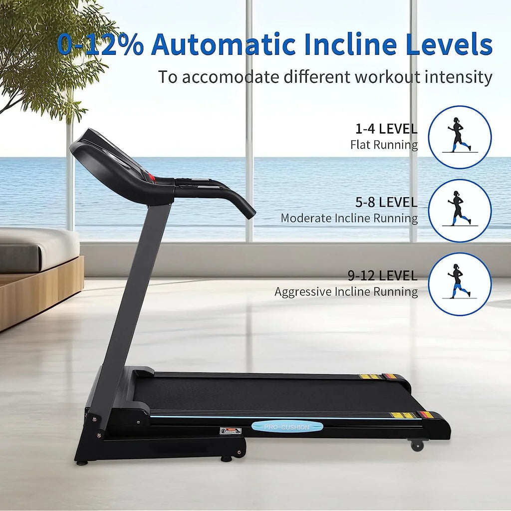 Folding Treadmill with 12-Level Automatic Incline V7807