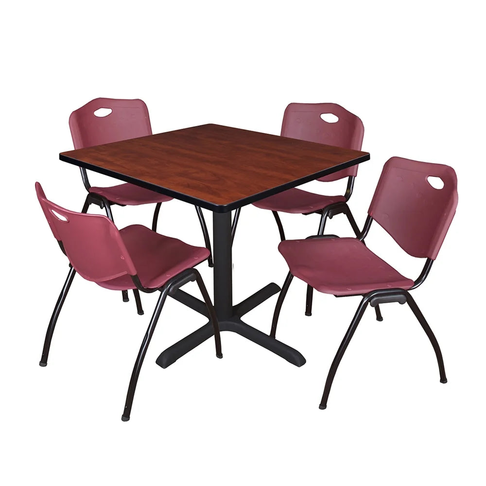42" Square Breakroom Table & 4 Stack Chairs E45787
