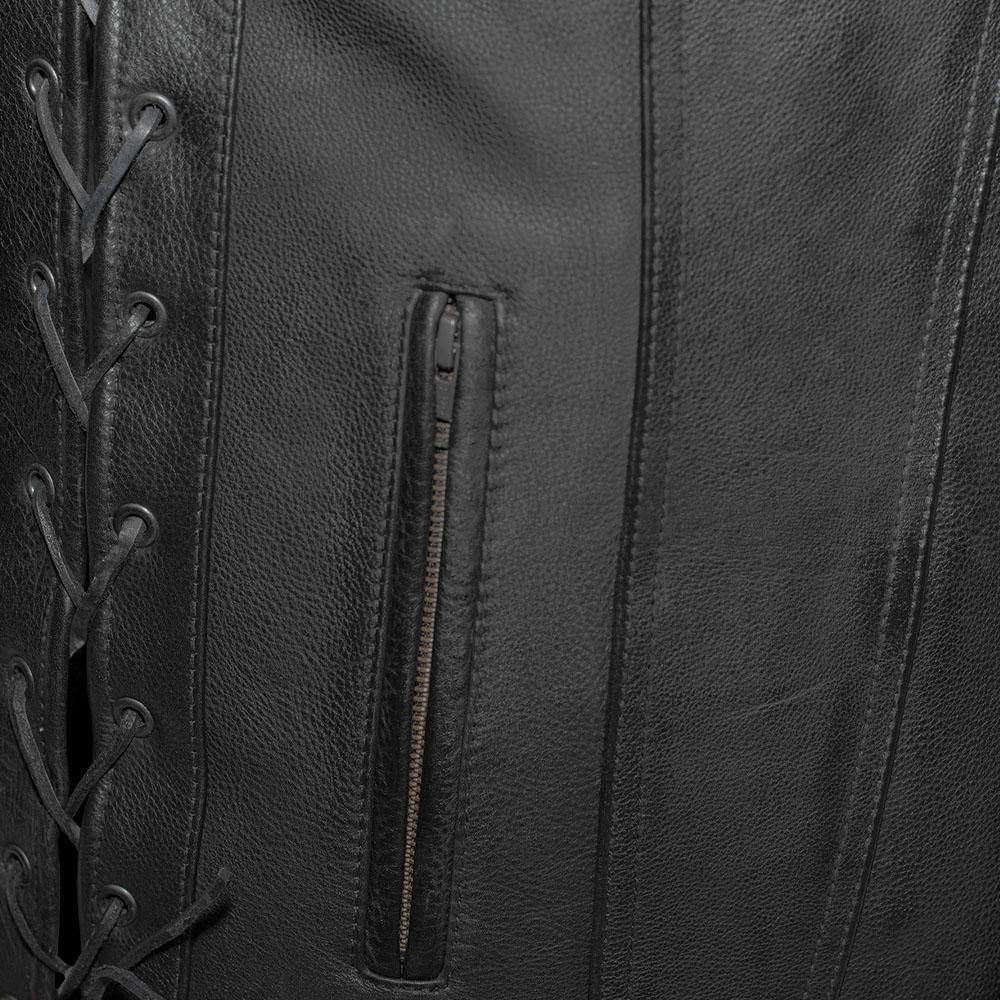 Black Leather Motorcycle Vest 8XL B34727