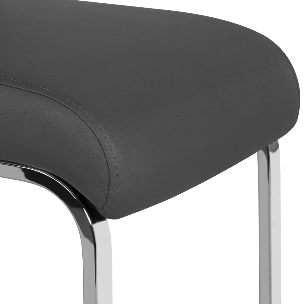 2pcs PU Leather Armless Dining Chairs with Metal Legs Dark Gray K4558