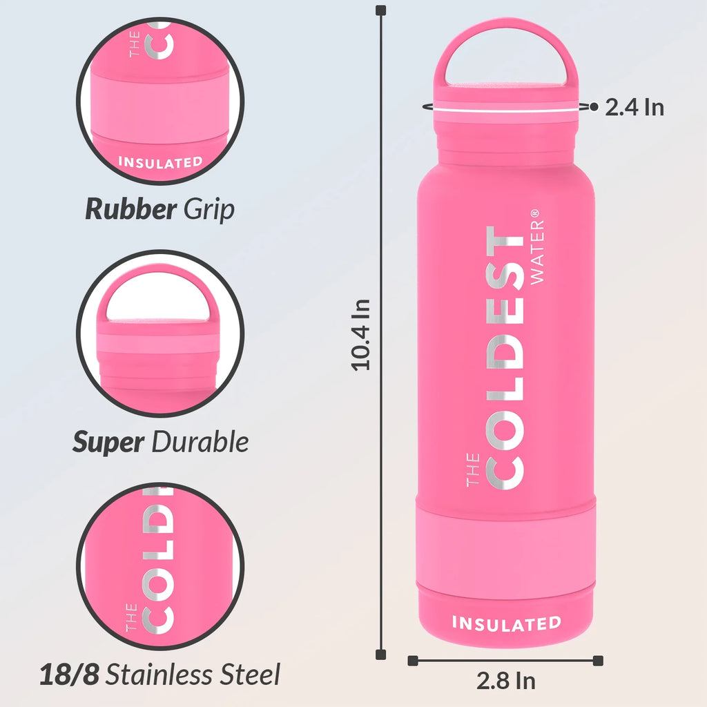 21 oz Flamingo Pink Stainless Steel Triple Walled Water Bottle R60070