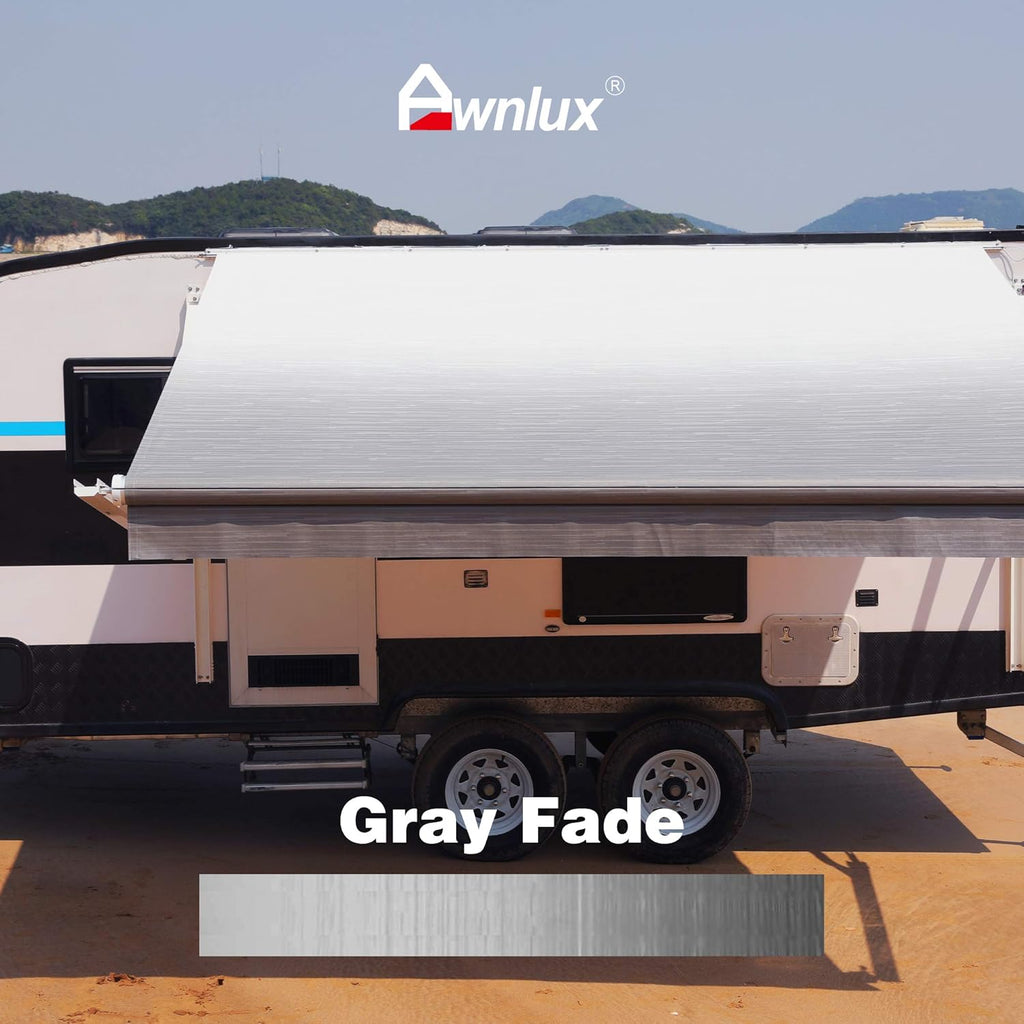 RV Awning Fabric Replacement Waterproof Vinyl Shade Screen Gray 12' M168