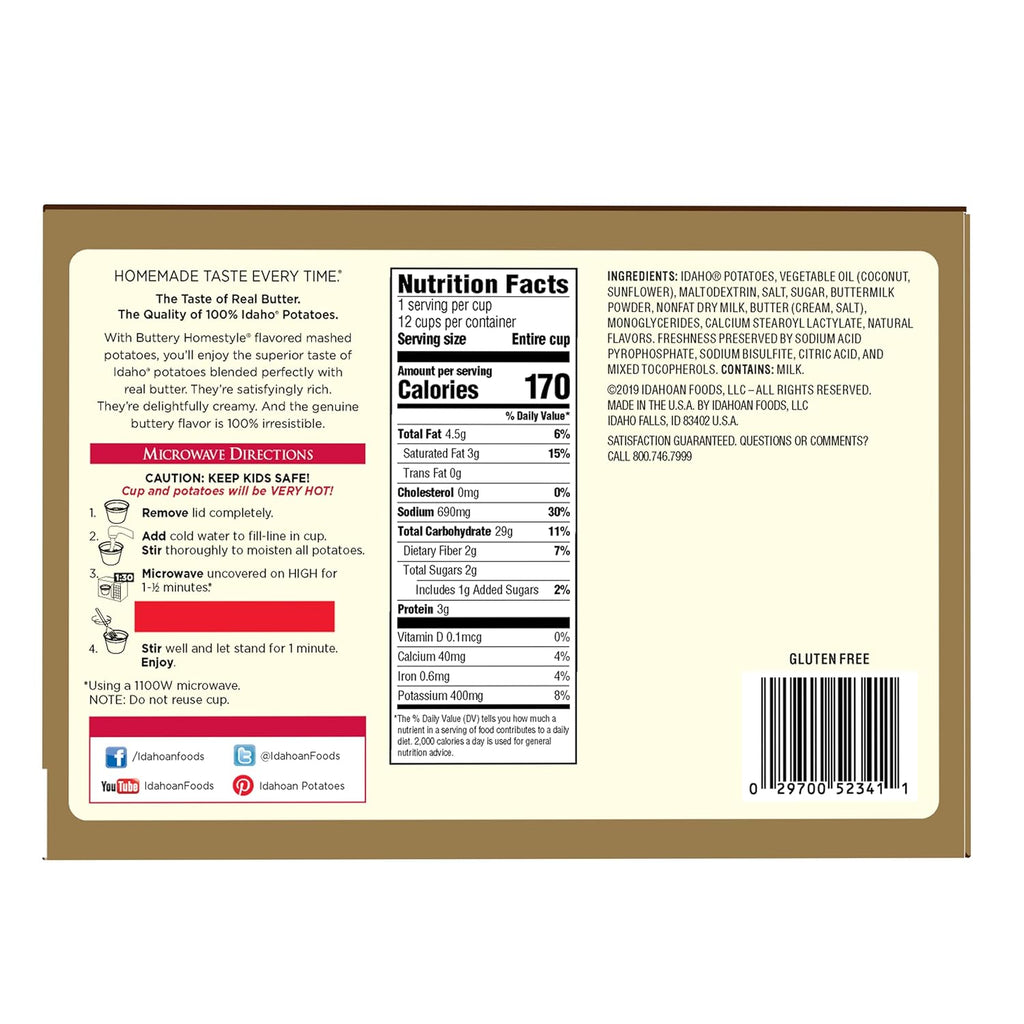 Buttery Homestyle Mashed Potatoes, 1.5 oz cup (12-Pack) B641990