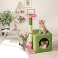 55 Inch Green Cat Tree Tower with Hammock and Scratching Post R667909