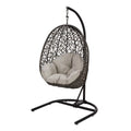 Grey Wicker Hanging Egg Chair with Stand O5951