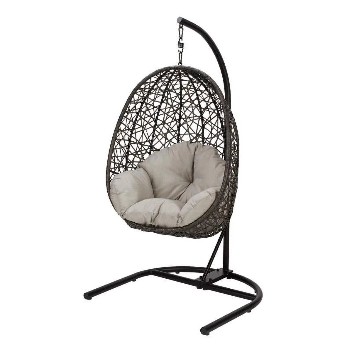 Grey Wicker Hanging Egg Chair with Stand O5951