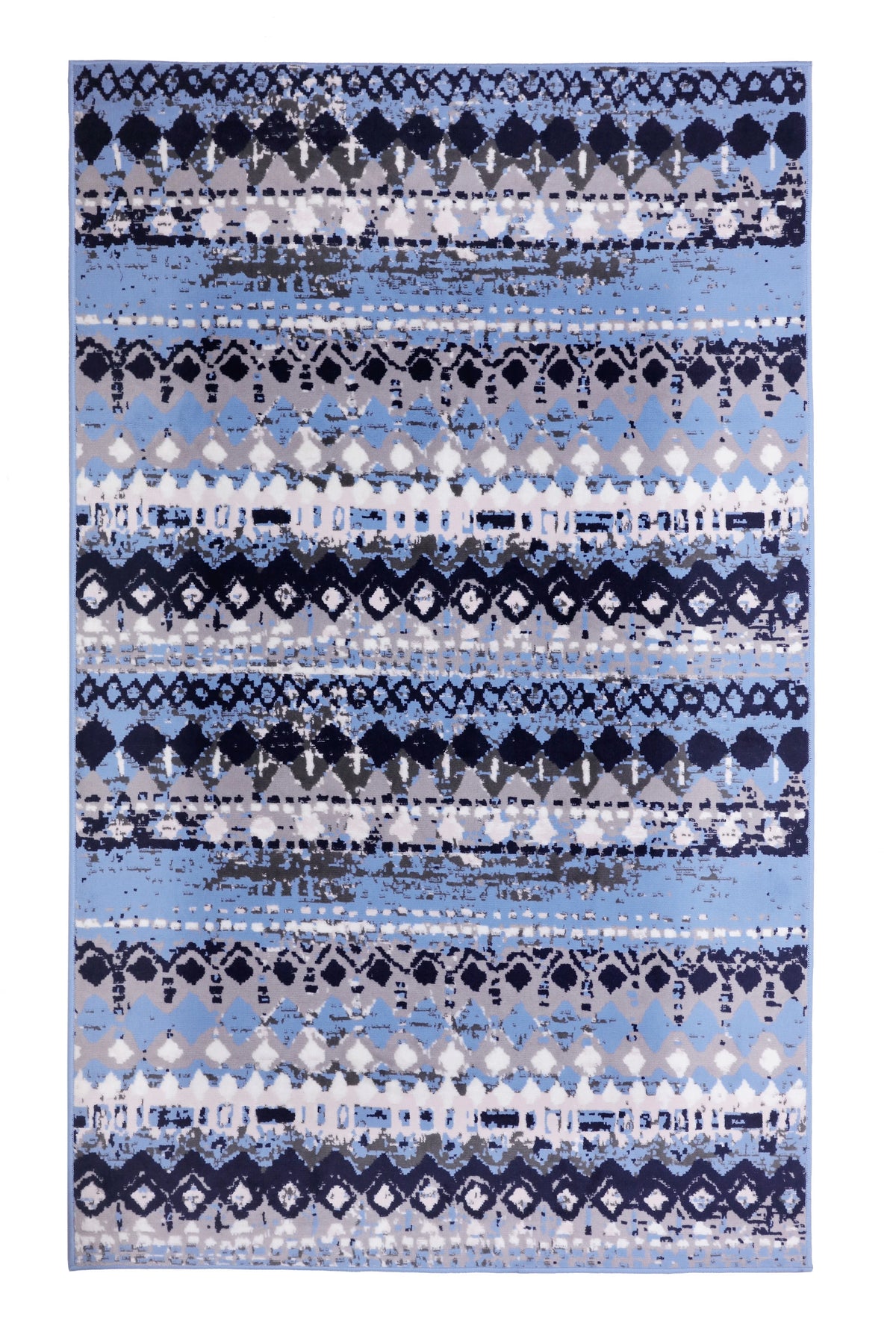 Light Blue Geometric Pattern Rug K758