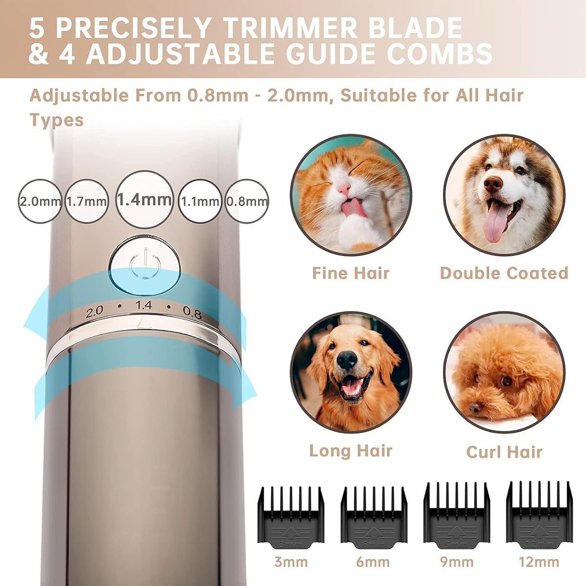 Cordless Dog Clippers for Grooming Pet Hair Trimmer, Rechargeable Electric Shaver, Pack of 2 I576189