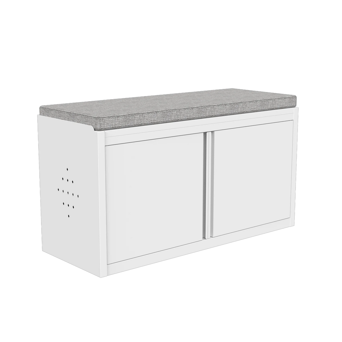 White 2 Tier Metal Storage Bench with Adjustable Shelves and Cushion A9783