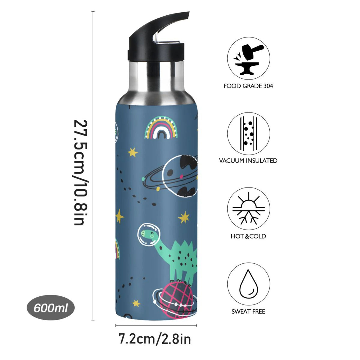Stainless Steel Insulated Water Bottle with Straw Lid S2816
