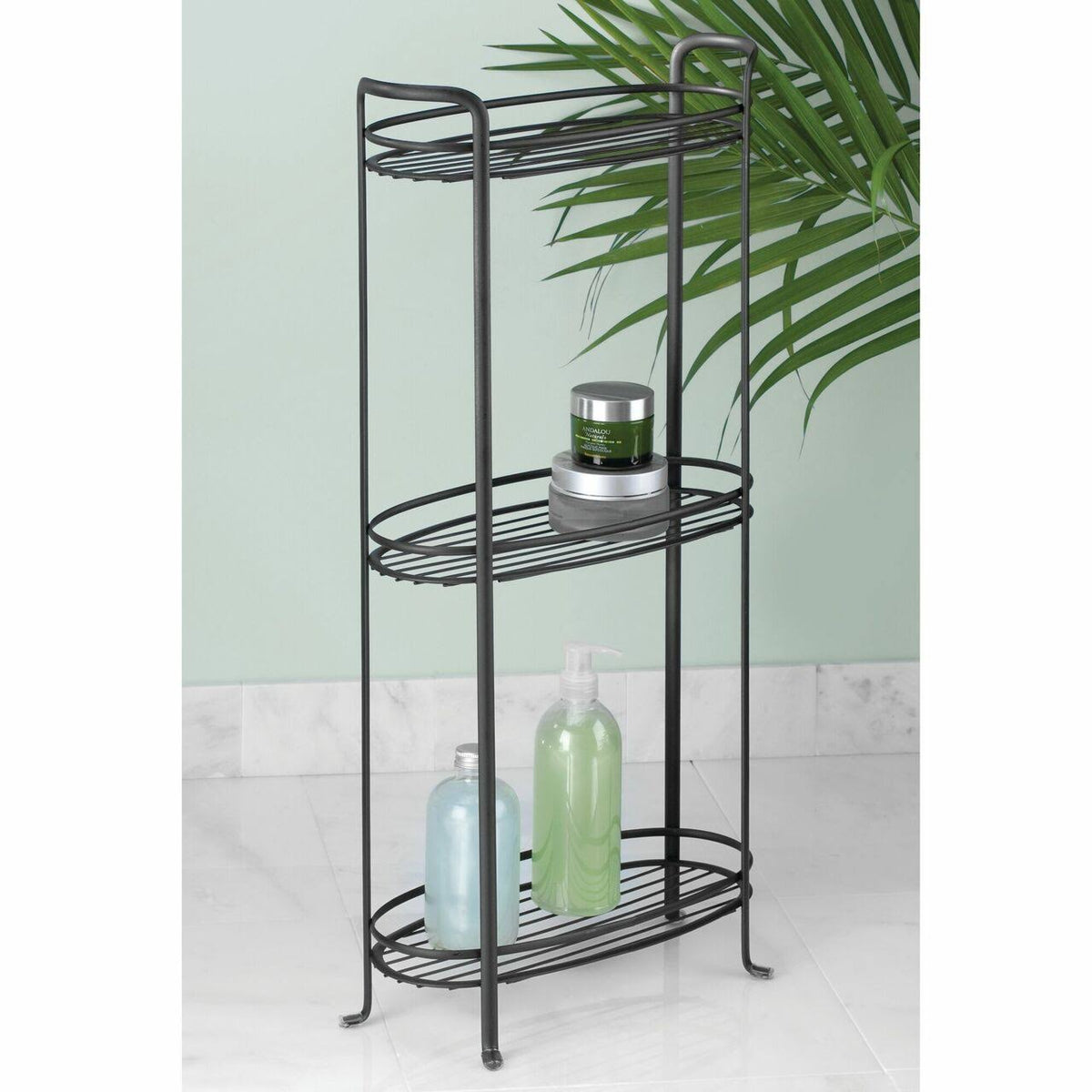 3 Tier Metal Bathroom Shelving Unit with 3 Basket Bins L1191