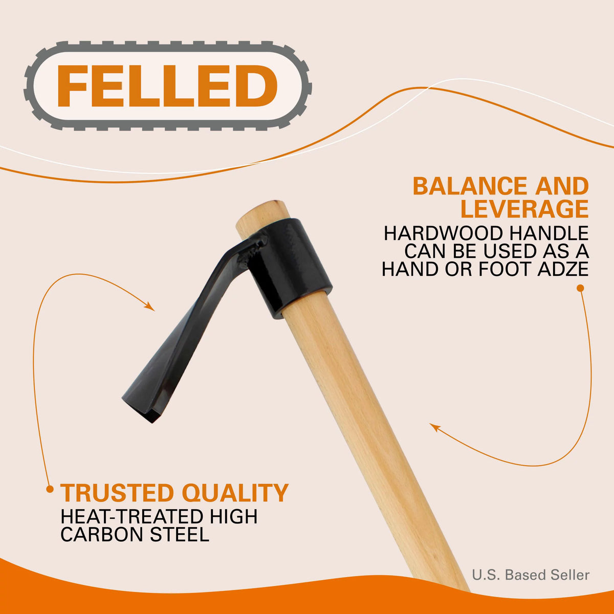 Curved Adze Woodworking Tool with 18 Inch Handle V998138