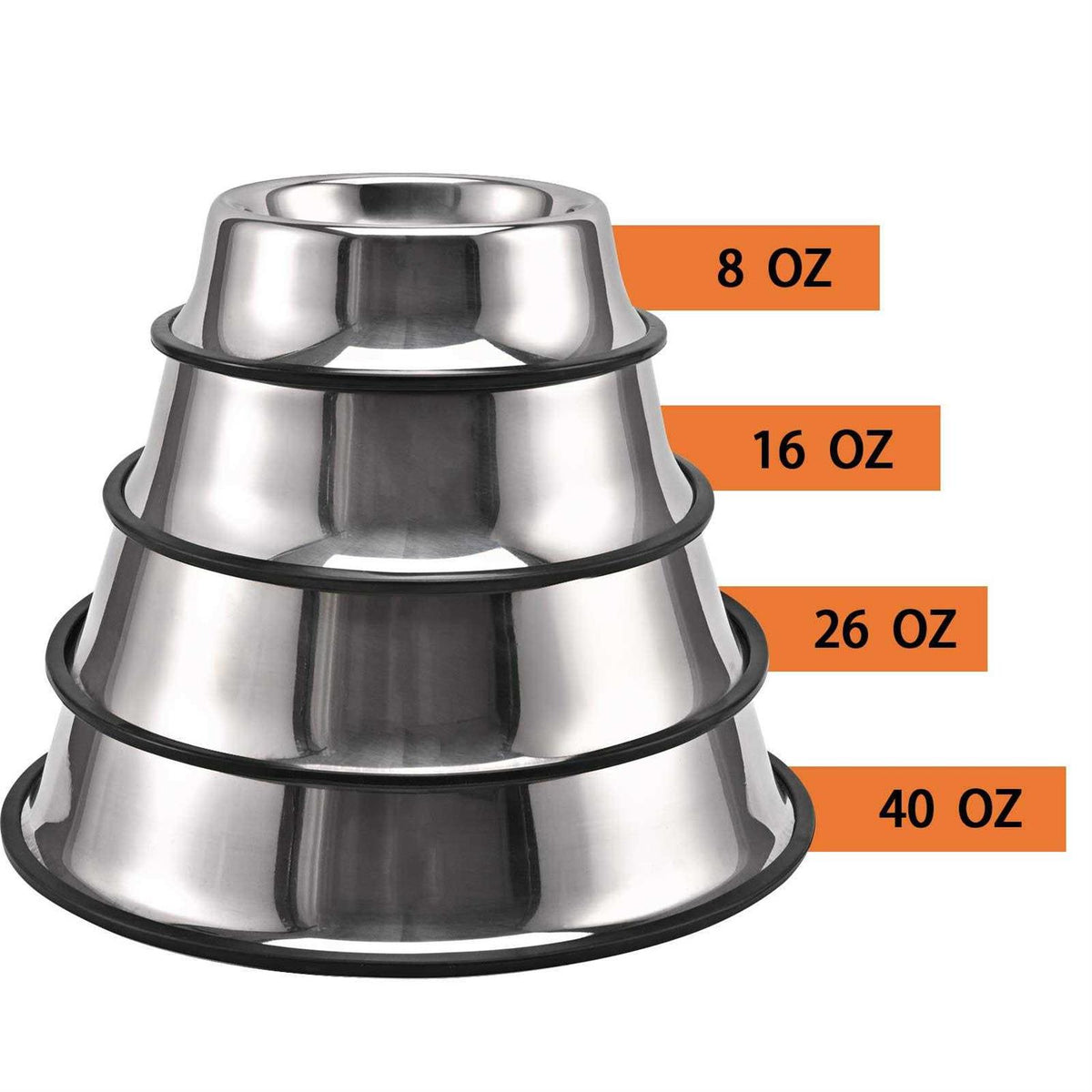 2 Packs Stainless Steel Dog Bowl with Anti-Skid Rubber Base T8169