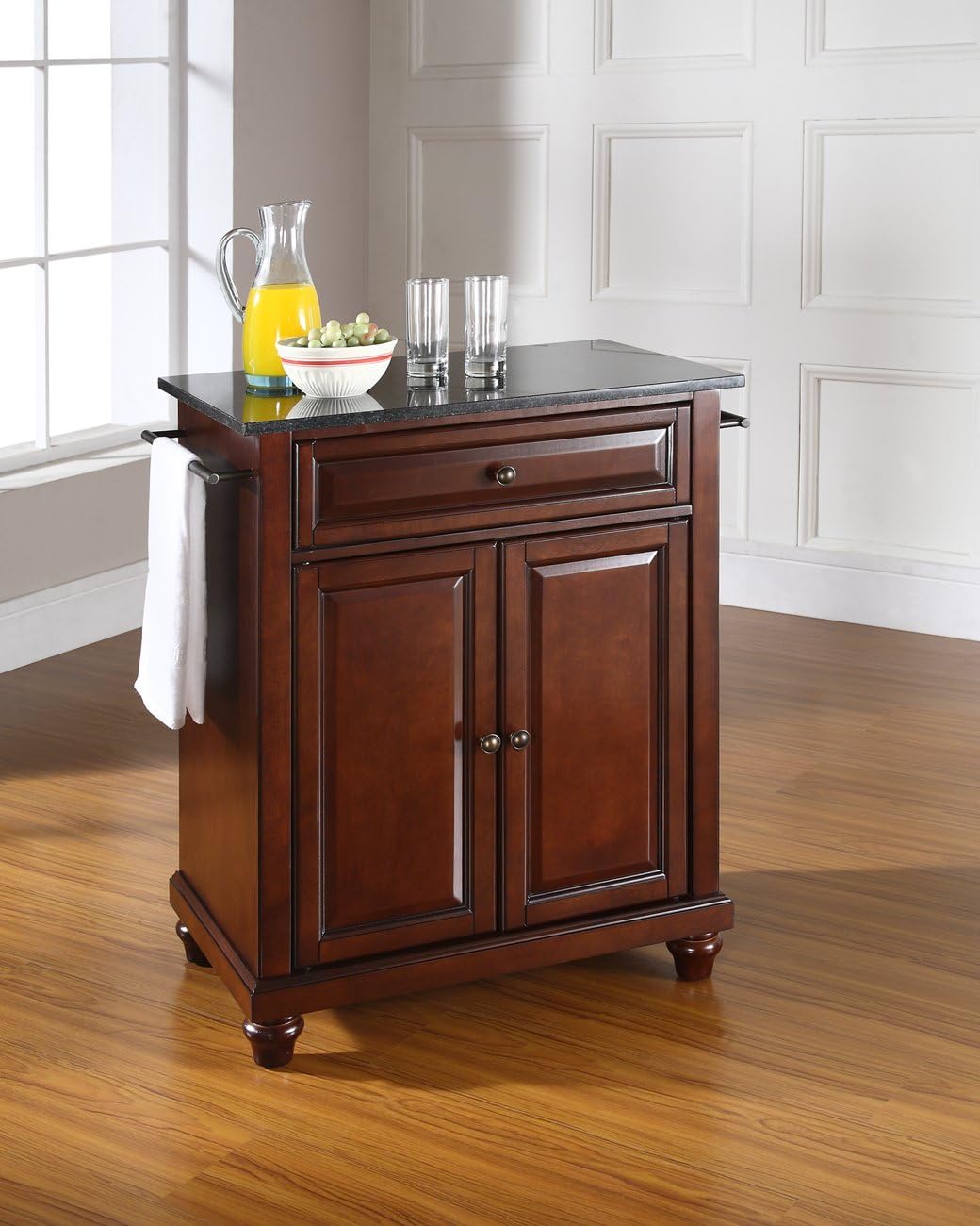 Compact Kitchen Island with Gray Granite Top S4321