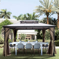 10' x 10' Polycarbonate Hardtop Aluminum Gazebo with Netting N166600