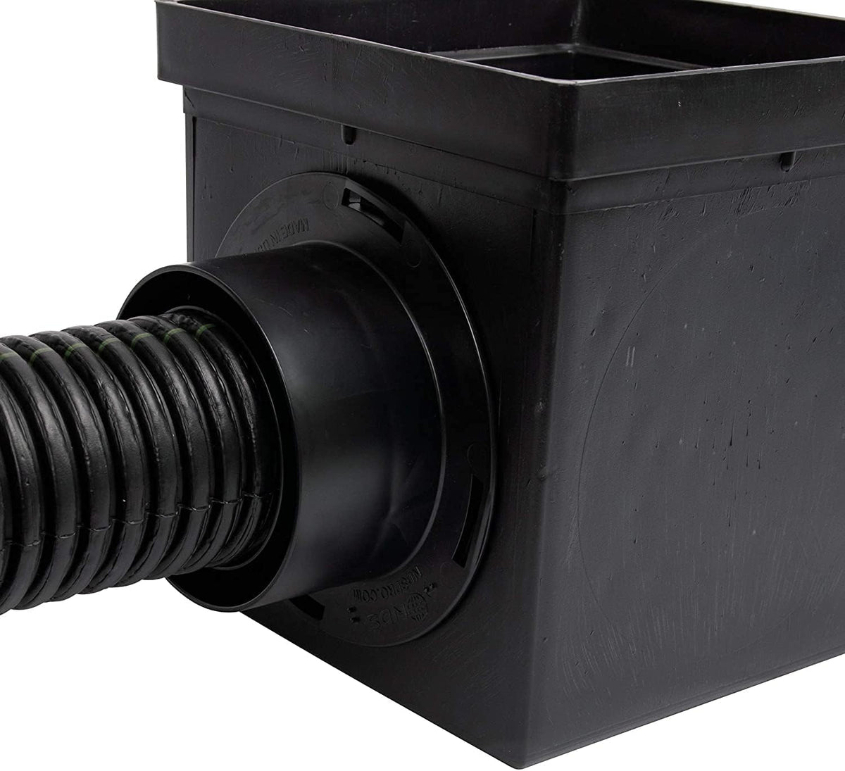 Square Catch Basin Drain Kit with 2-Opening, 2 Adapters, 1 Outlet Plug, 9-Inch Black Plastic Grate S324