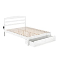 Solid Wood Traditional Queen Bed with Drawer in White V867233