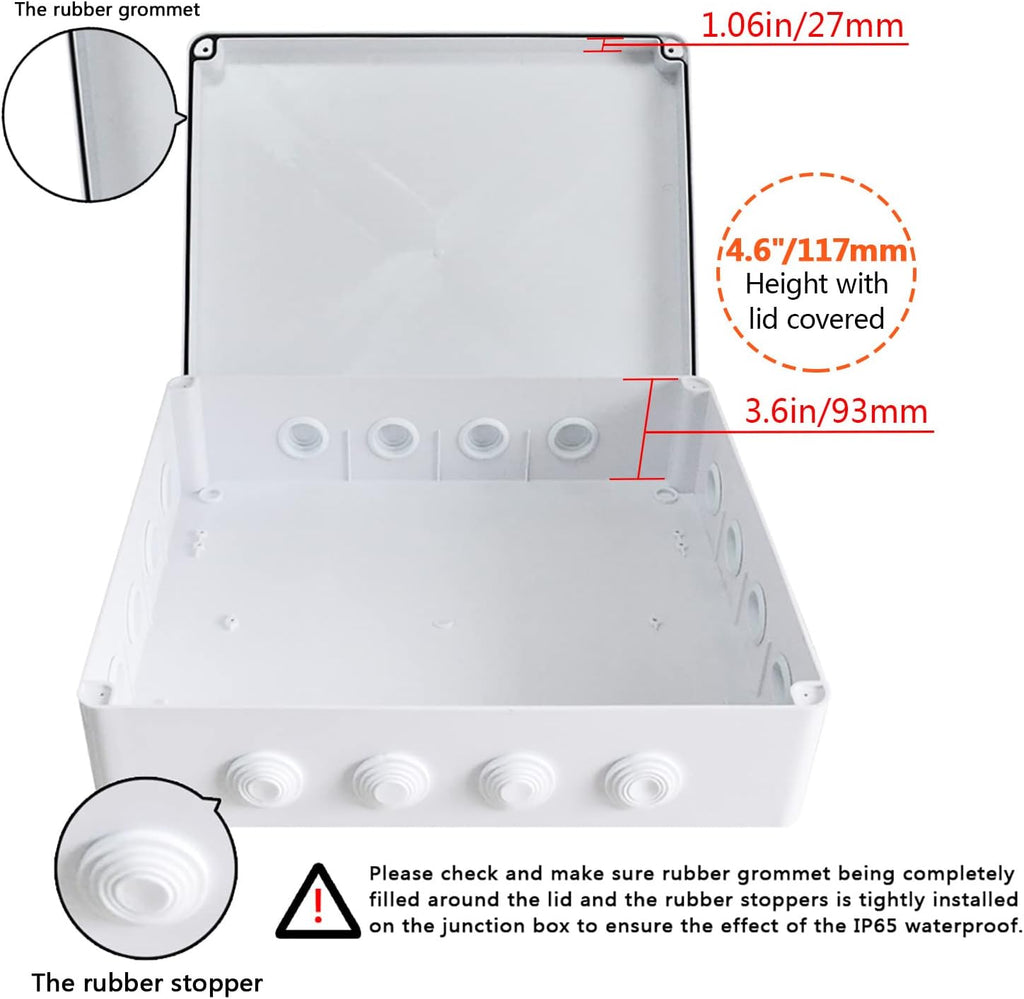 White ABS Plastic IP65 Junction Box Electrical Project Enclosure 15.7 x 13.8 x 4.7 inch Pack of 2 S90772