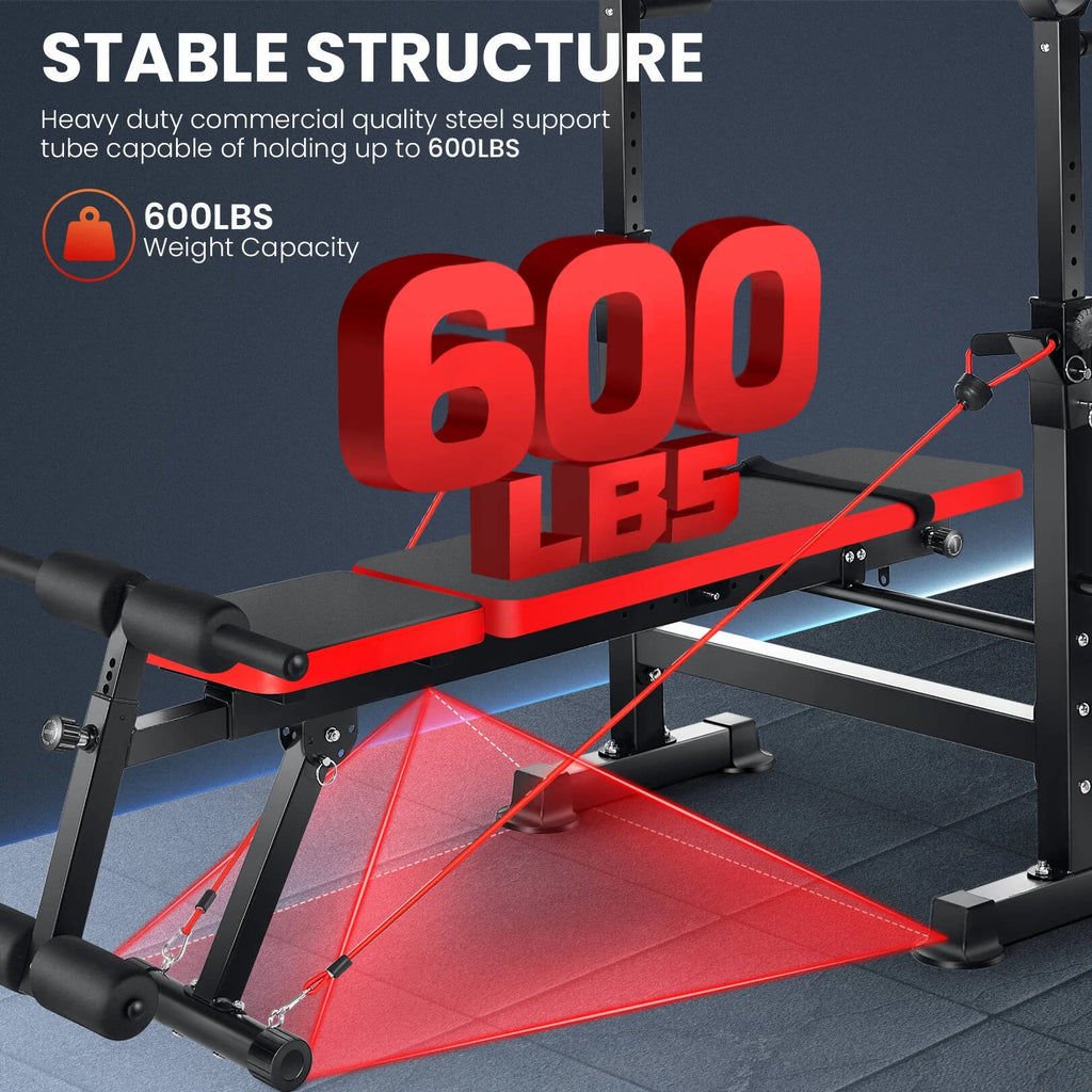 Adjustable Weight Bench Set with Barbell Rack S788161