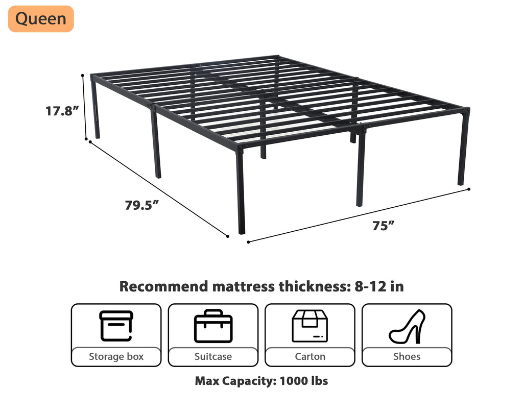 King Size 18 Inch Metal Platform Bed Frame M1460