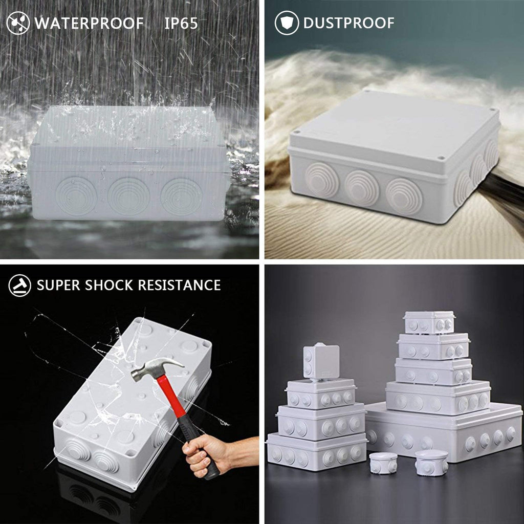 White ABS Plastic IP65 Junction Box Electrical Project Enclosure 15.7 x 13.8 x 4.7 inch Pack of 2 S90772