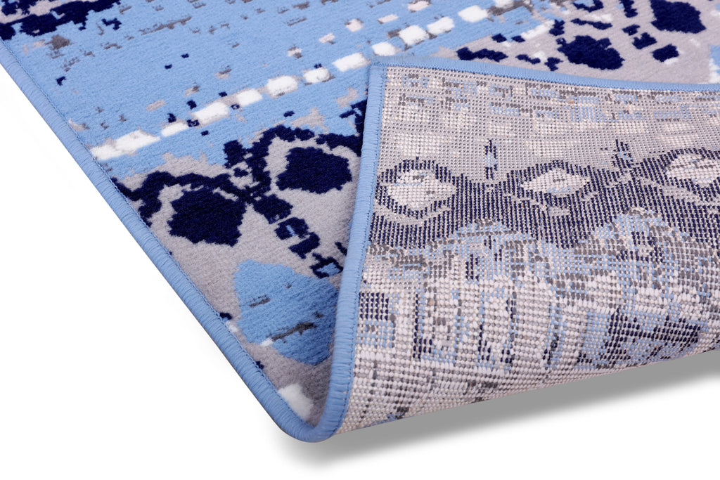Light Blue Geometric Pattern Rug K758