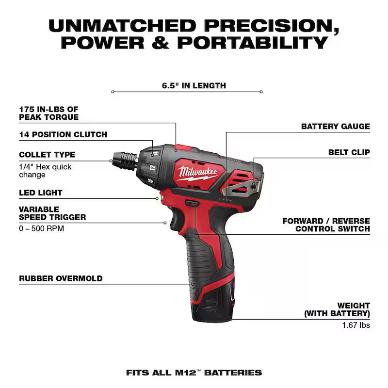 12V Cordless 1/4 in. Hex Screwdriver Kit with Compact Vacuum W11614