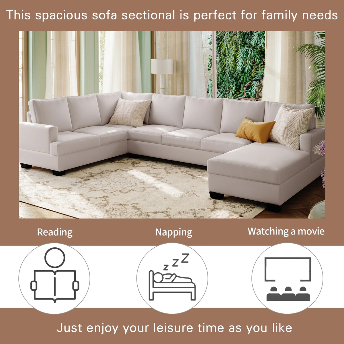 Beige U-Shape Sectional Sofa M932