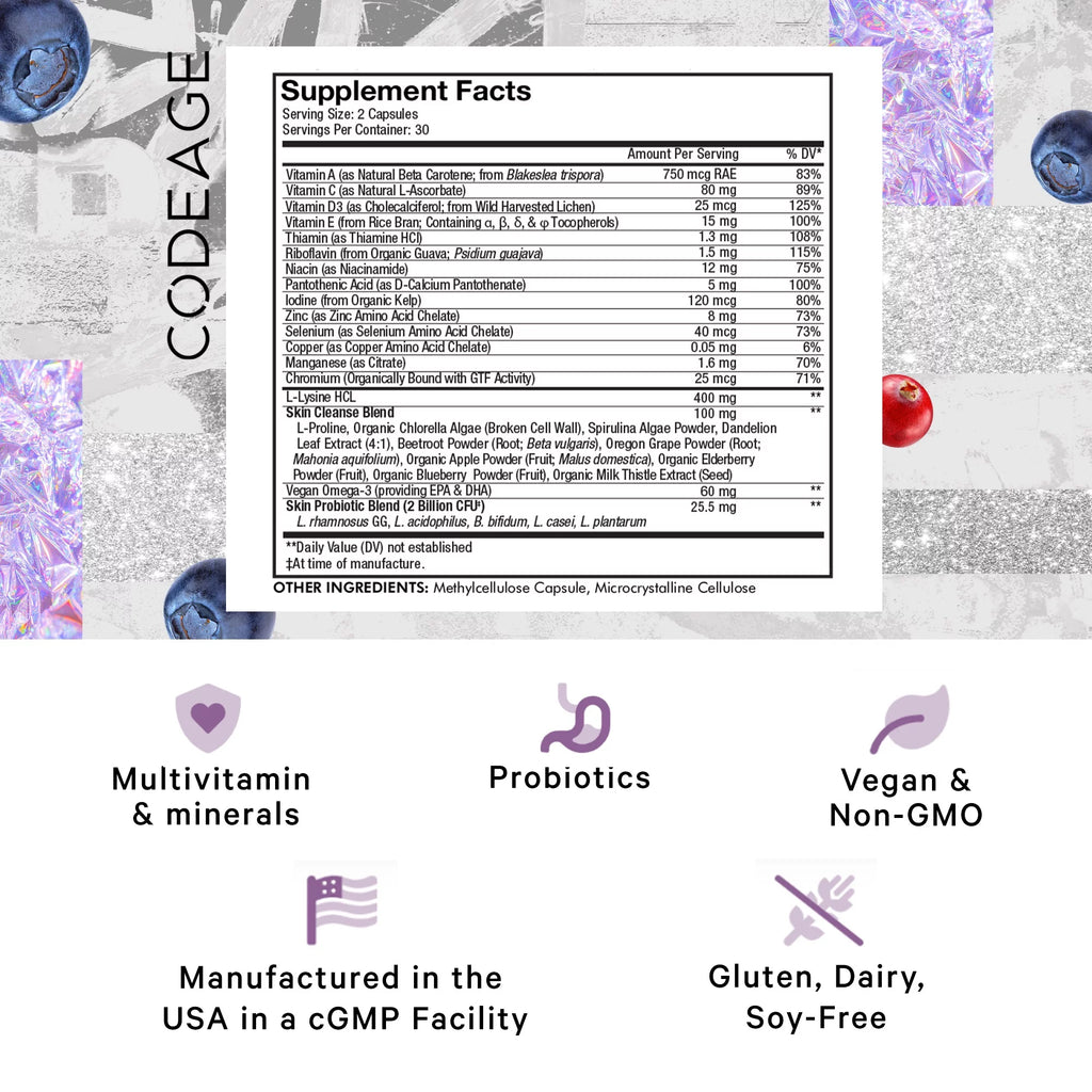 Vitamins A C D3 E Zinc Probiotics Omega-3 60 ct C30070
