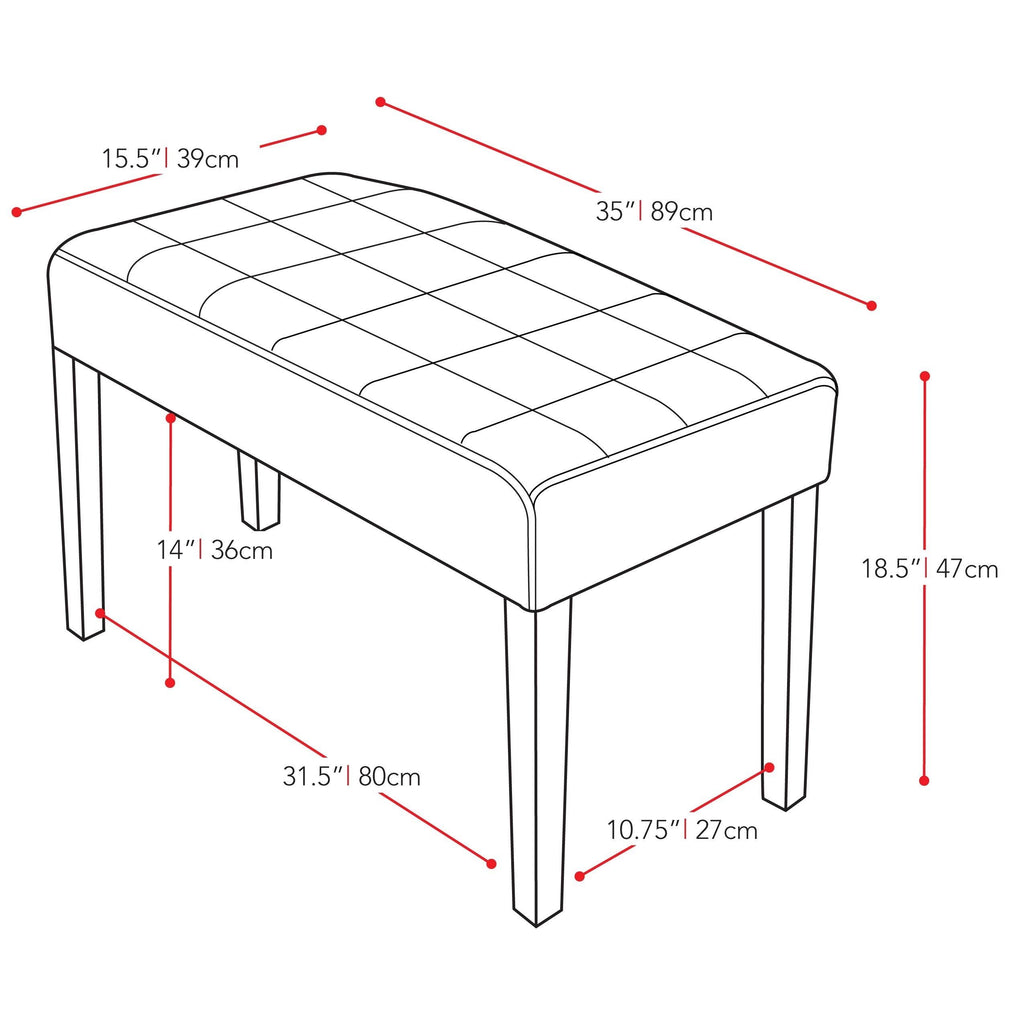 24-Panel Bench in Leatherette Brown N106