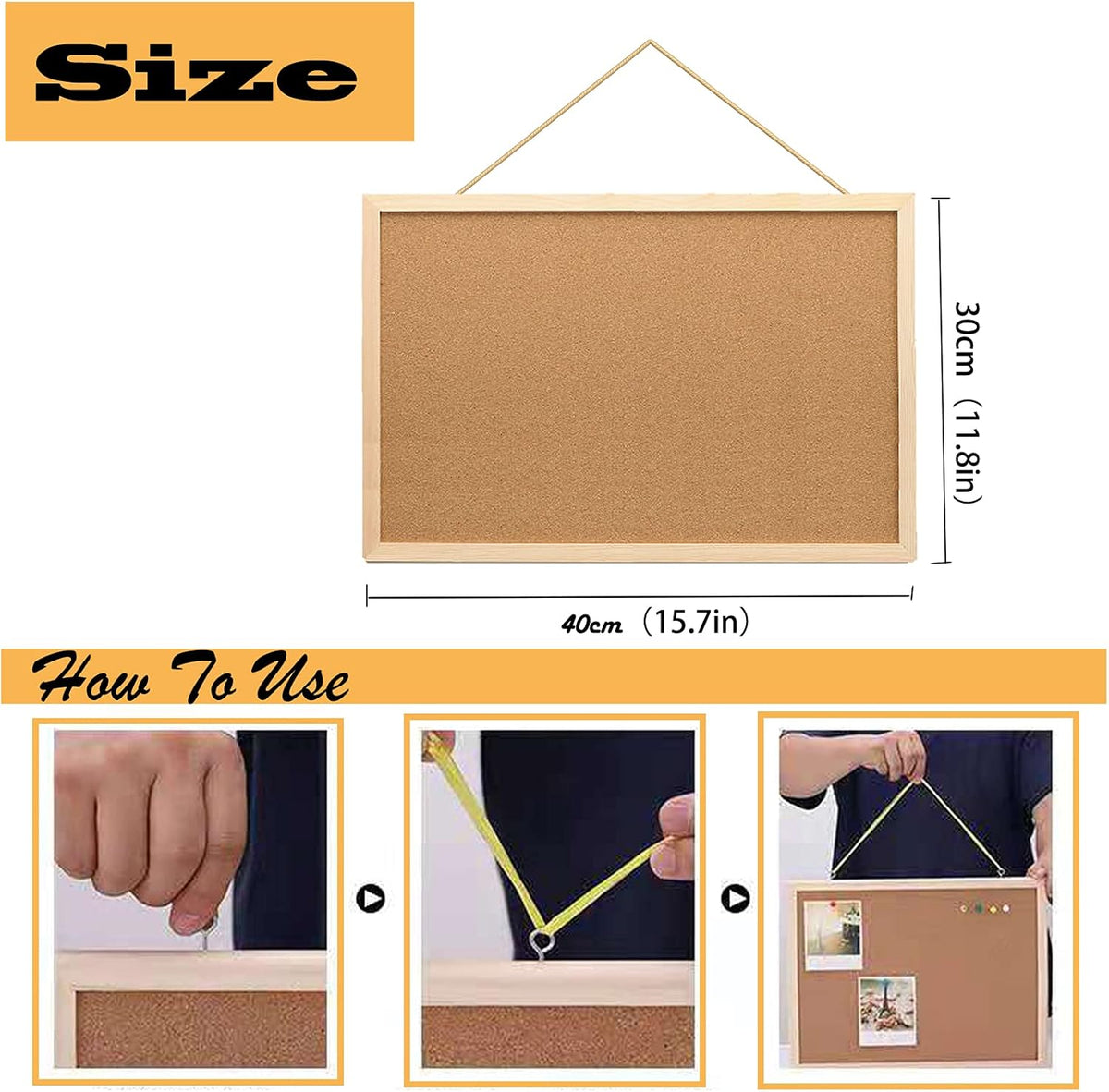 2Pack 16x11Inch Cork Boards with Natural Wooden Frame P395872