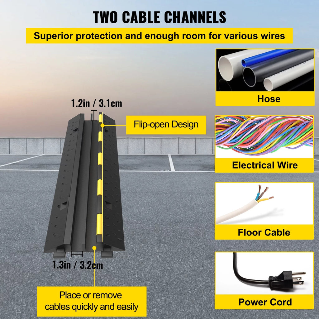 5 PCS 2-Cable Rubber Speed Bump Cable Protector Ramp A980