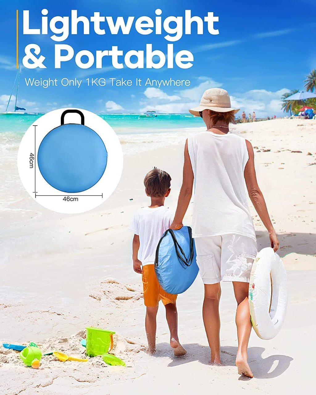 Pop Up Beach Tent, UPF 50+, Waterproof, with Carry Bag D28161