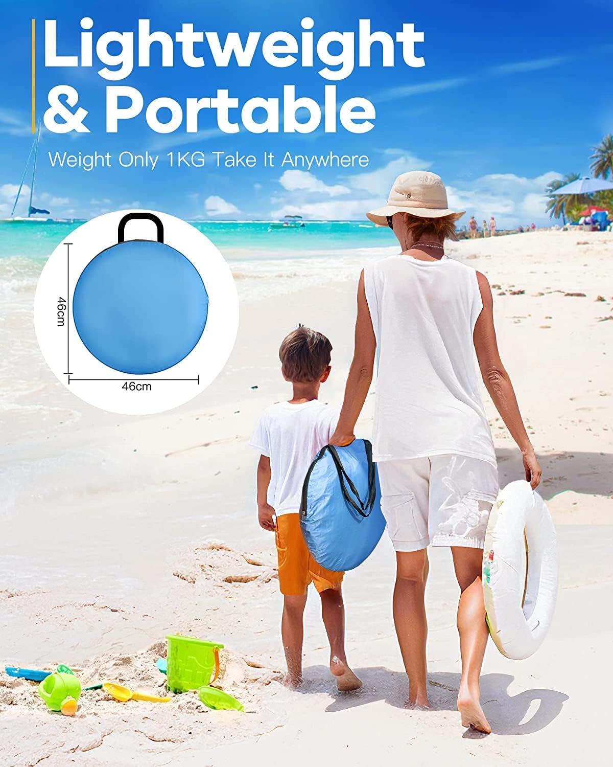 Pop Up Beach Tent, UPF 50+, Waterproof, with Carry Bag D28161