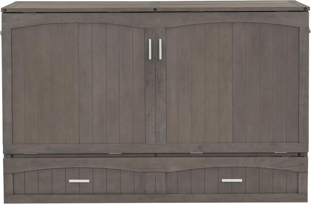 Queen Murphy Bed Cabinet with Drawer and Charging Station E4207