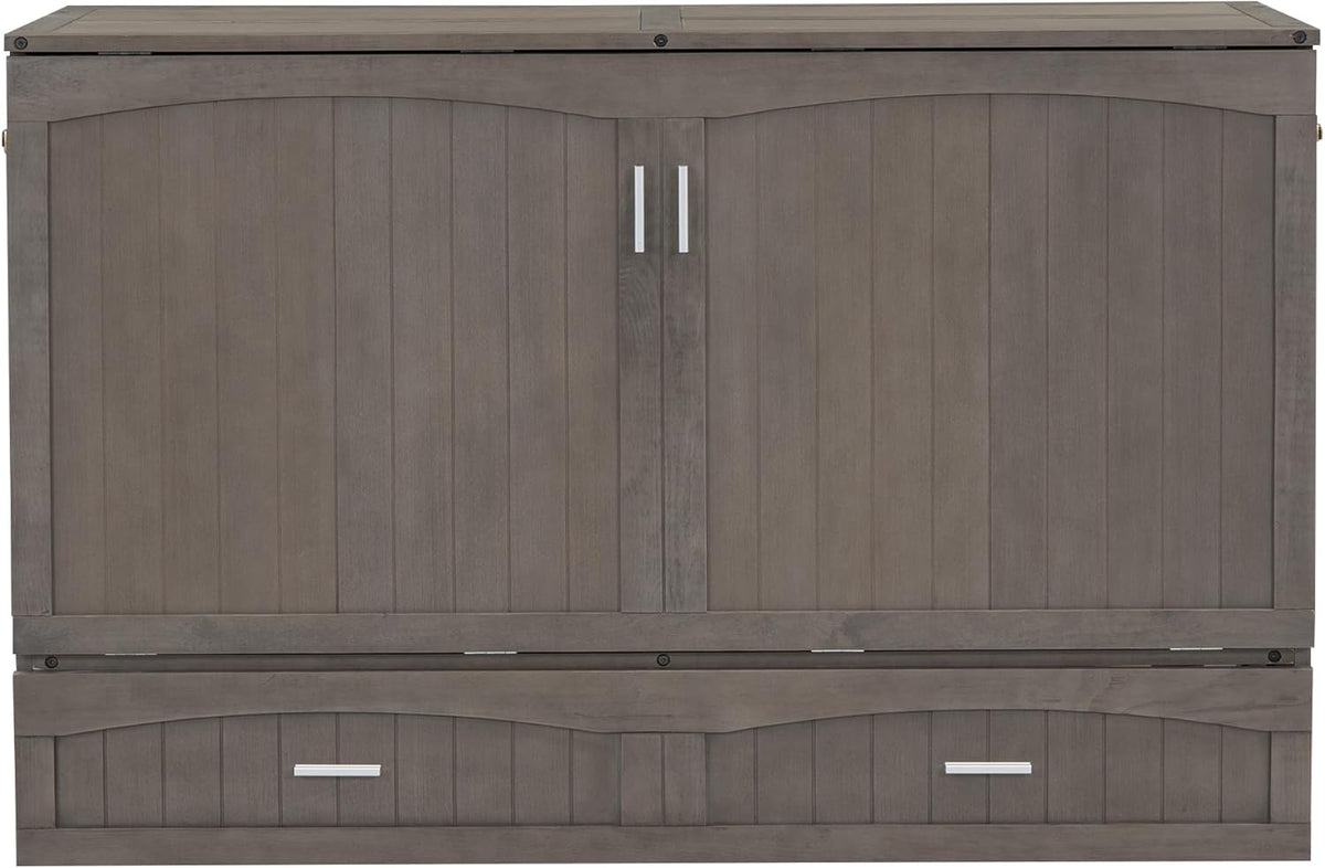 Queen Murphy Bed Cabinet with Drawer and Charging Station E4207