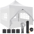 10x10 FT Pop Up Canopy Tent with 4 Removable Sidewalls, Roller Bag and 4 Sandbags, White V220479