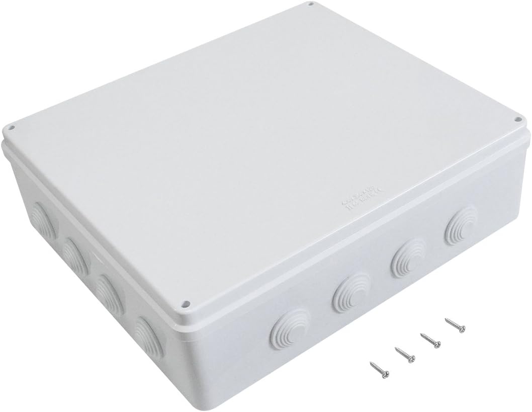 White ABS Plastic IP65 Junction Box Electrical Project Enclosure 15.7 x 13.8 x 4.7 inch Pack of 2 S90772