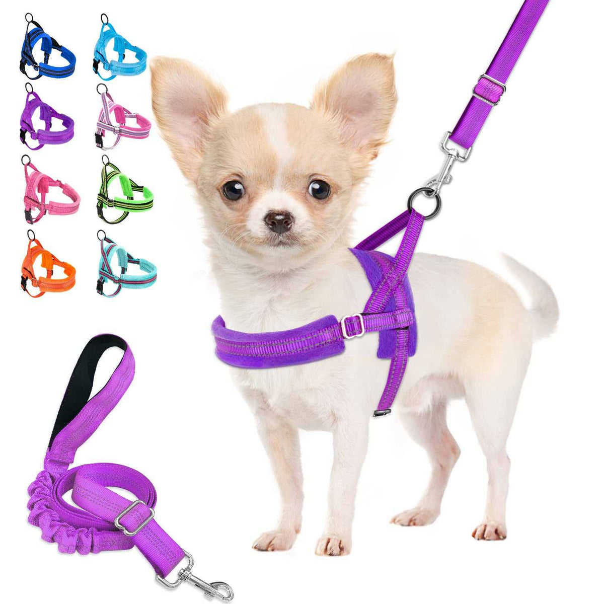Heavy Duty Adjustable Reflective Dog Harness and Leash T96955
